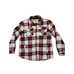 SAGE Collective Sherpa Lined Plaid Flannel Shacket Red Black White M/M